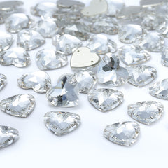 Silver Shade Heart Shape High Quality Glass Sew-on Rhinestones WholesaleRhinestone