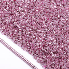 Metallic Pink Luster Color Hight Quality Glass Cylinder Seed Beads 1.6 MM Size JS3013