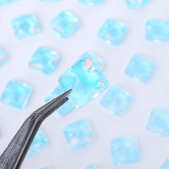 Aquamarine AM Rivoli Square Shape High Quality Glass Sew-on Rhinestones