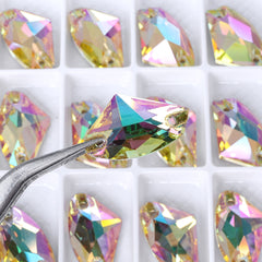 Luminous Green Galactic Shape High Quality Glass Sew-on Rhinestones