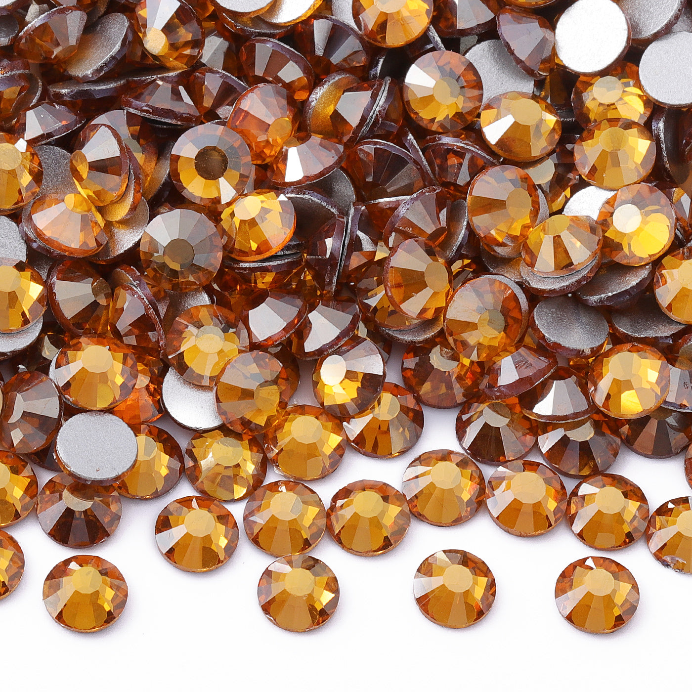 Star Topaz Glass FlatBack Rhinestones Silver Back