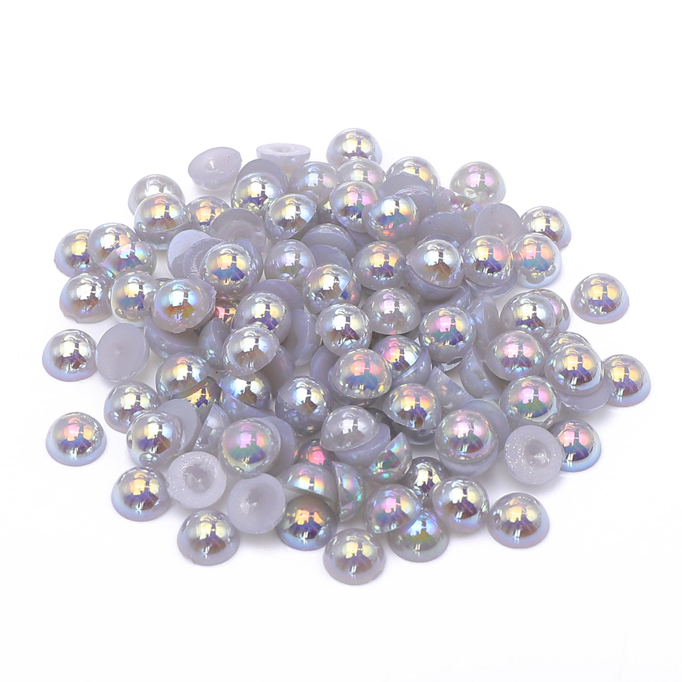 Light Silver Gray AB Resin Flat Back Pearls Multi Sizes