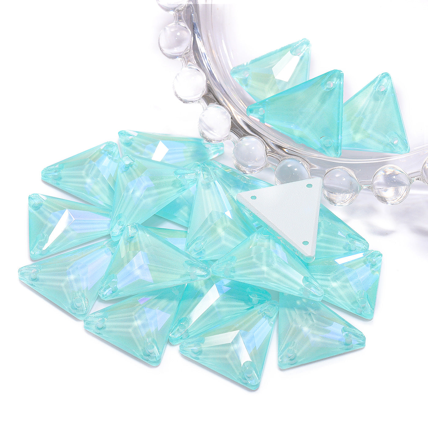 Electric Neon Light Azore Slim Triangle Shape High Quality Glass Sew-on Rhinestones