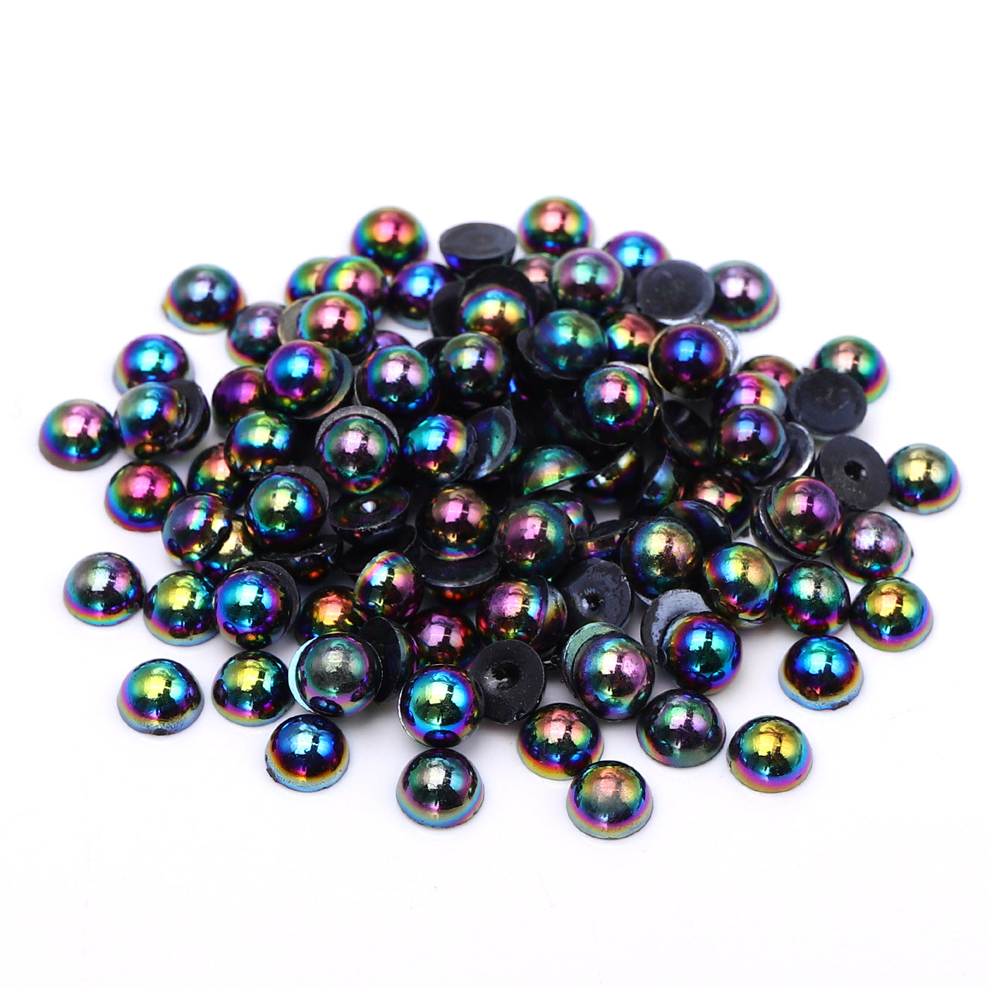 Black AB Resin Flat Back Pearls Multi Sizes