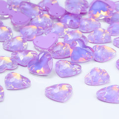 Lavender AM Heart Shape High Quality Glass Sew-on Rhinestones