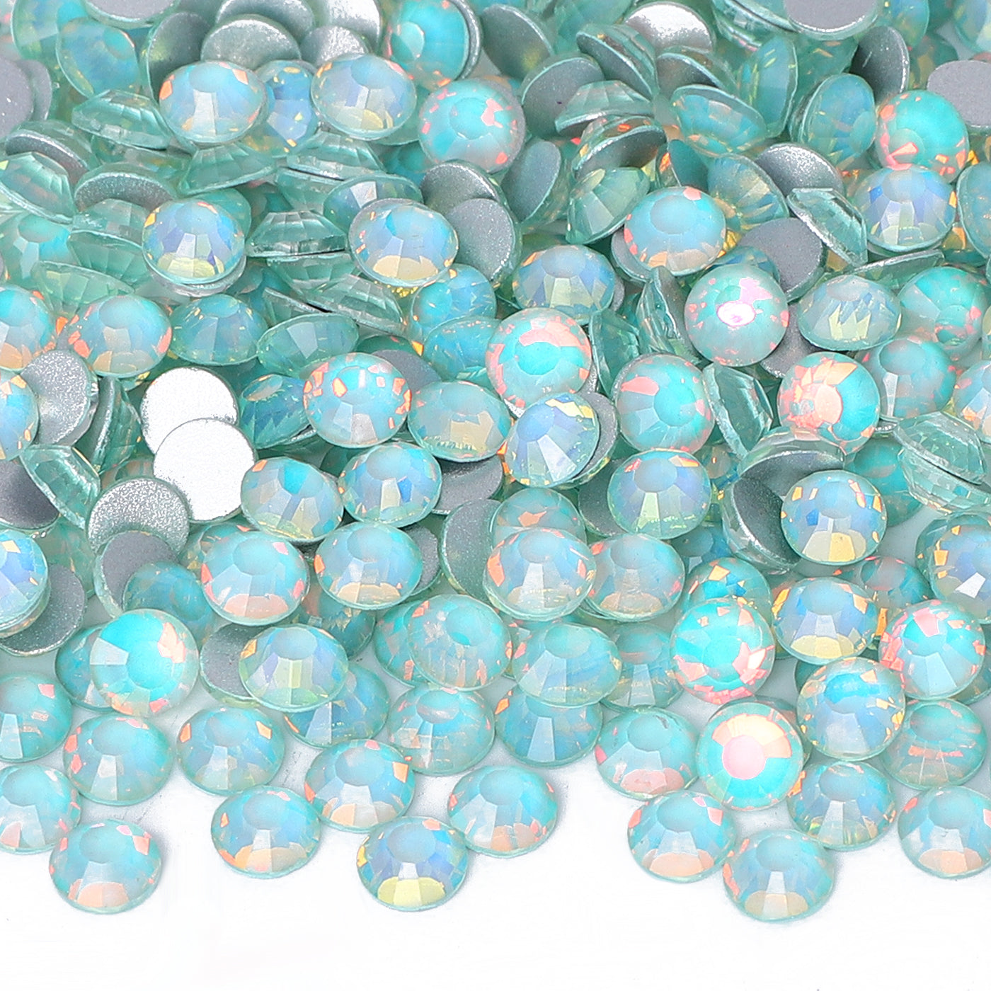 Flashing Tiffany Blue Glass FlatBack Rhinestones Silver Back WholesaleRhinestone