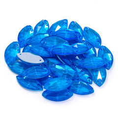 Electric Neon Blue Navette Shape High Quality Glass Sew-on Rhinestones