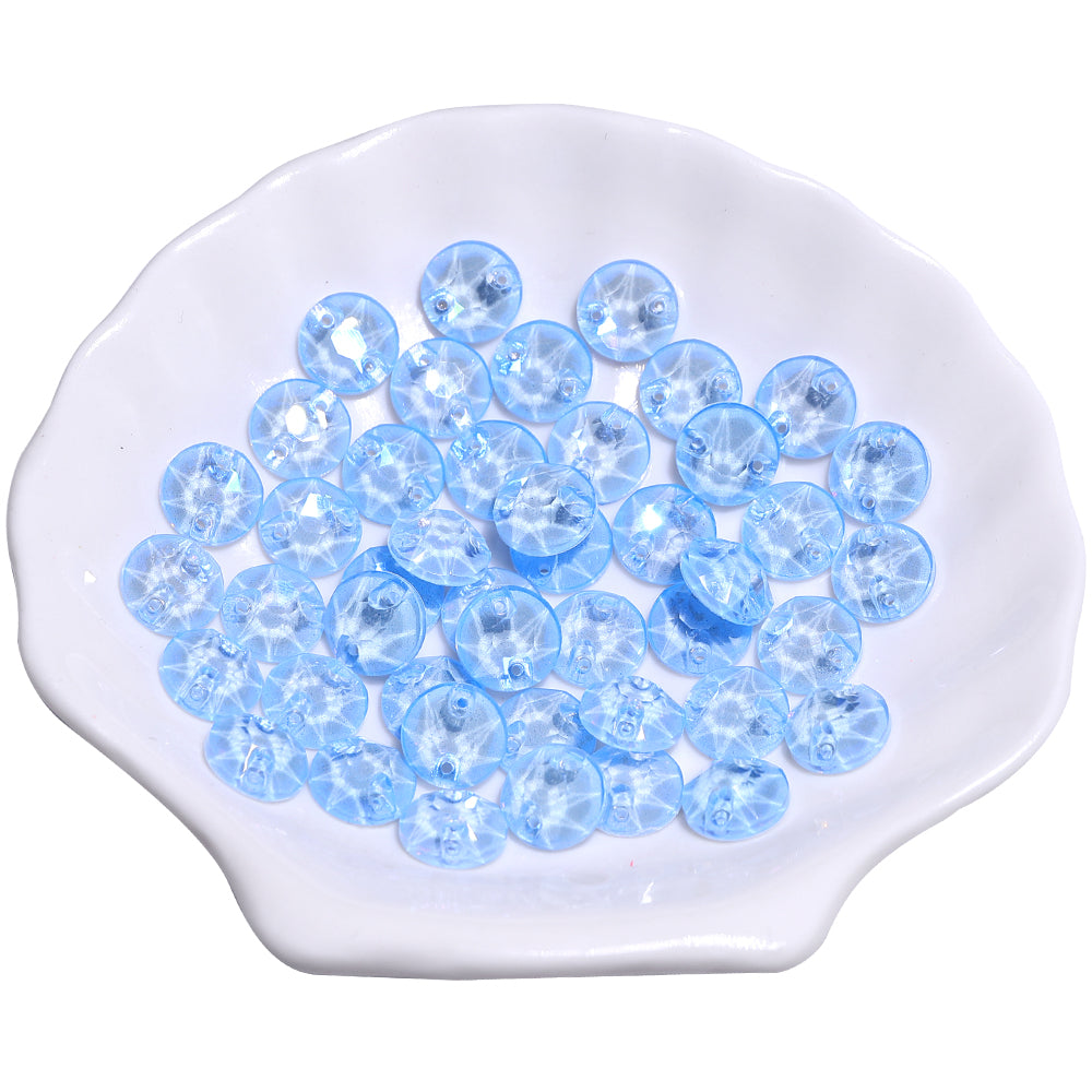 Electric Neon Light Blue XIRIUS Round Shape High Quality Glass Sew-on Rhinestones