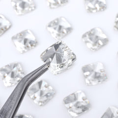 Silver Shade Rivoli Square Shape High Quality Glass Sew-on Rhinestones