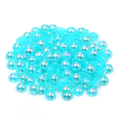 Water Blue AB Resin Flat Back Pearls Multi Sizes