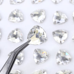 Silver Shade Trilliant Shape High Quality Glass Sew-on Rhinestones