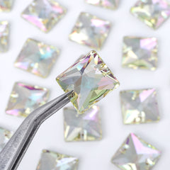 Luminous Green Square Shape High Quality Glass Sew-on Rhinestones