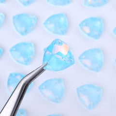 Aquamarine AM Trilliant Shape High Quality Glass Sew-on Rhinestones