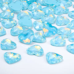 Aquamarine AM Heart Shape High Quality Glass Sew-on Rhinestones