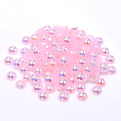 Baby Pink AB Resin Flat Back Pearls Multi Sizes