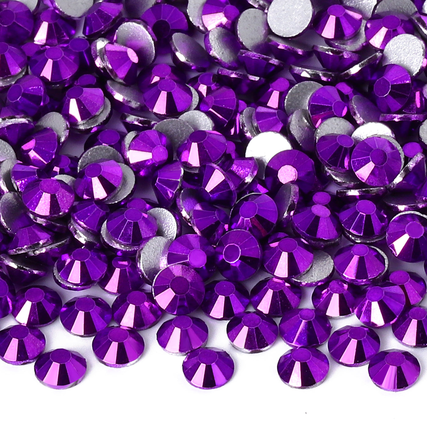 Metallic Violet Glass FlatBack Rhinestones Silver Back