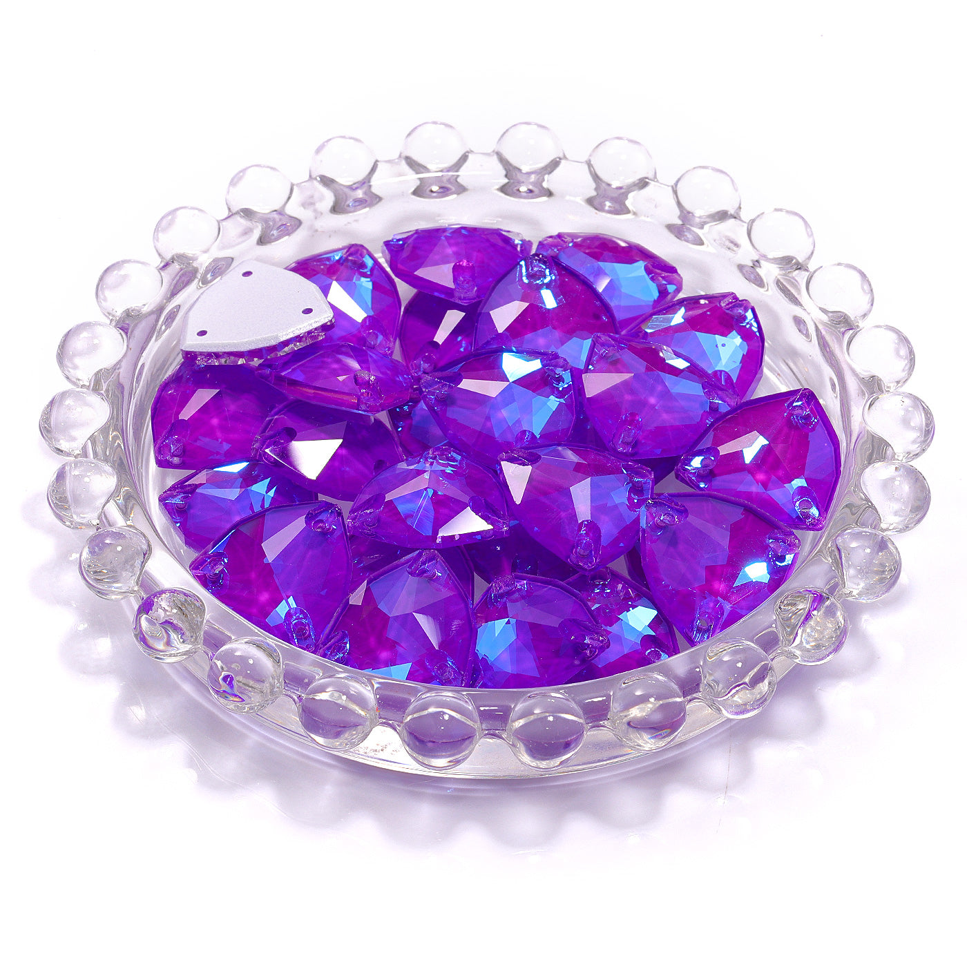 Electric Neon Violet Trilliant Shape High Quality Glass Sew-on Rhinestones
