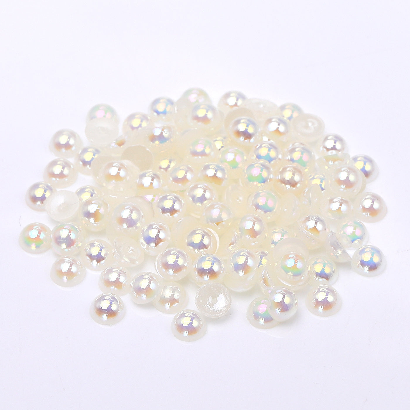 Ivory AB Resin Flat Back Pearls Multi Sizes