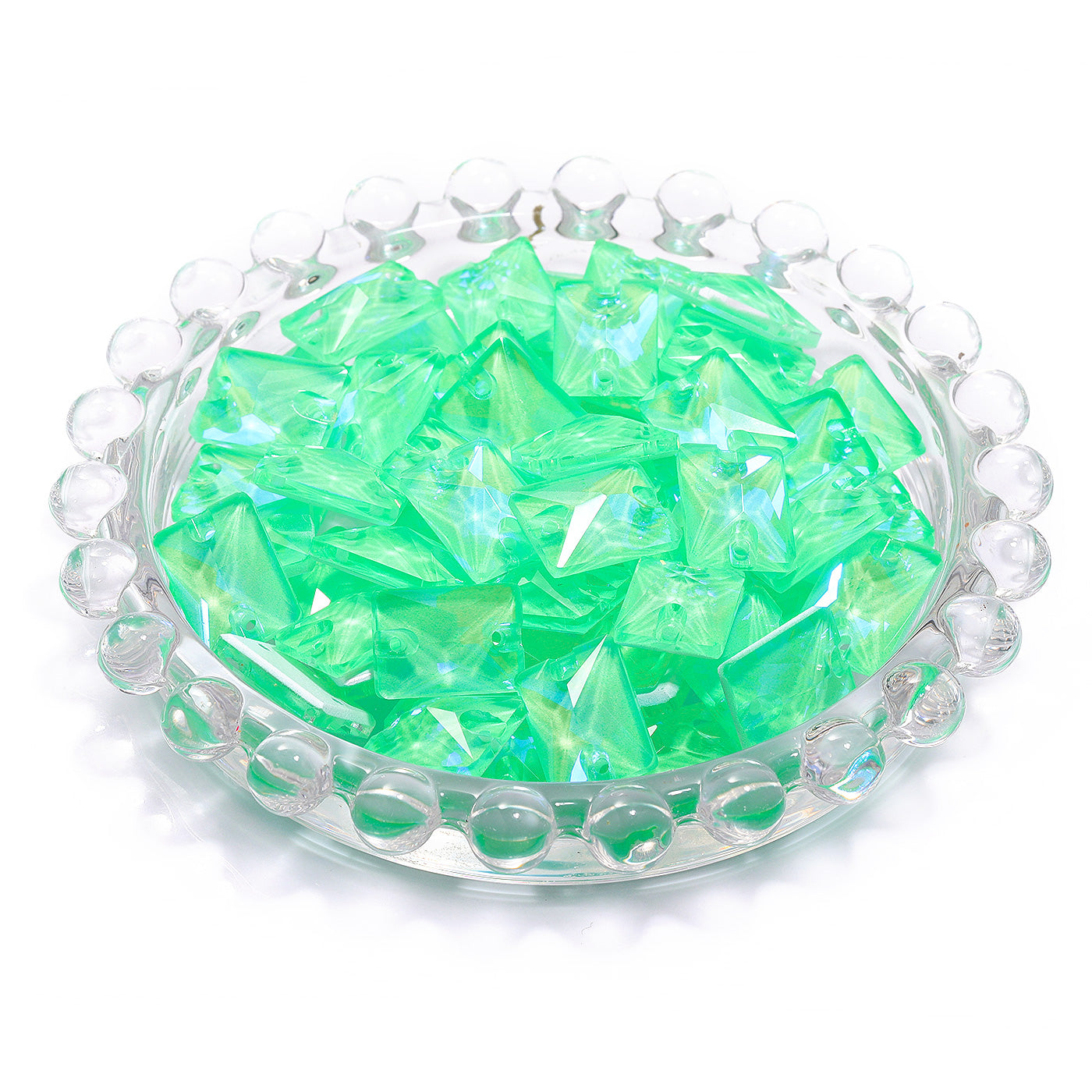 Electric Neon Greenwrap Rectangle Shape High Quality Glass Sew-on Rhinestones