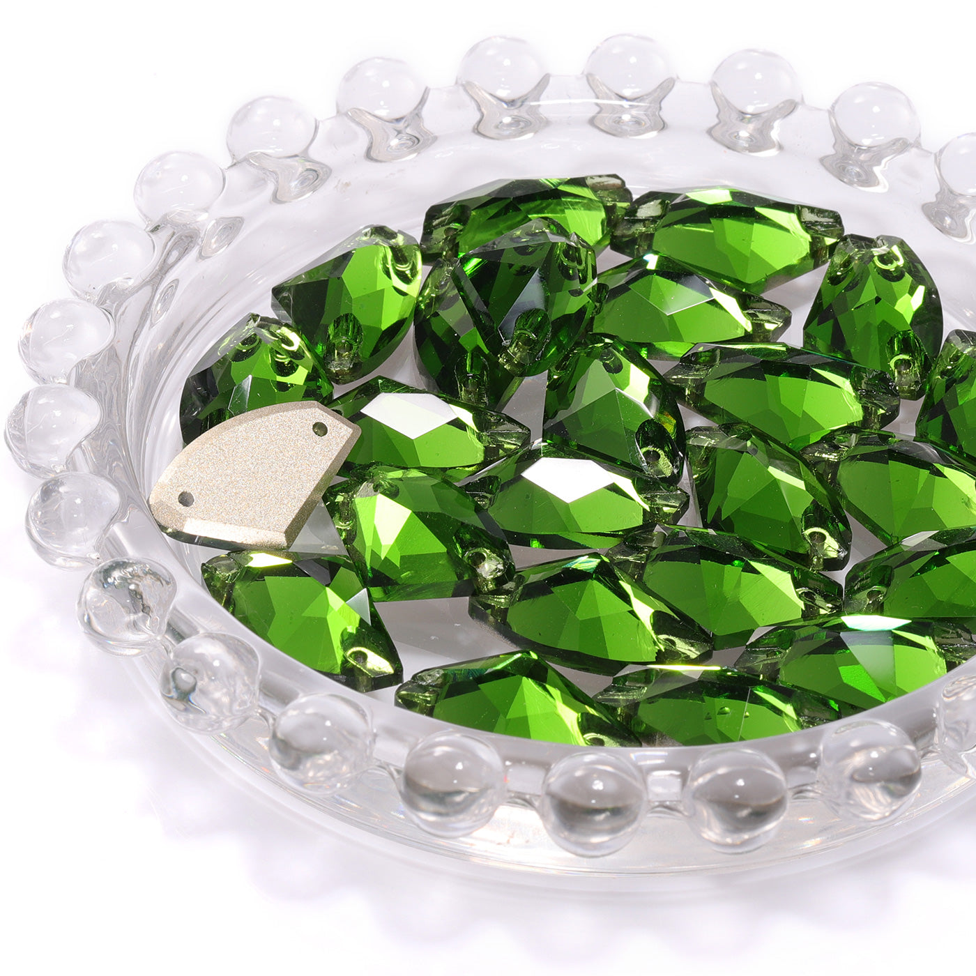 Fern Green Galactic Shape High Quality Glass Sew-on Rhinestones