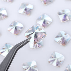 Crystal Transmission Rivoli Square Shape High Quality Glass Sew-on Rhinestones