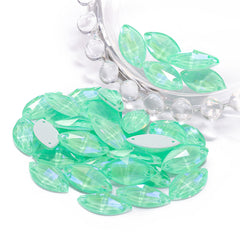Electric Neon Greenwrap Navette Shape High Quality Glass Sew-on Rhinestones