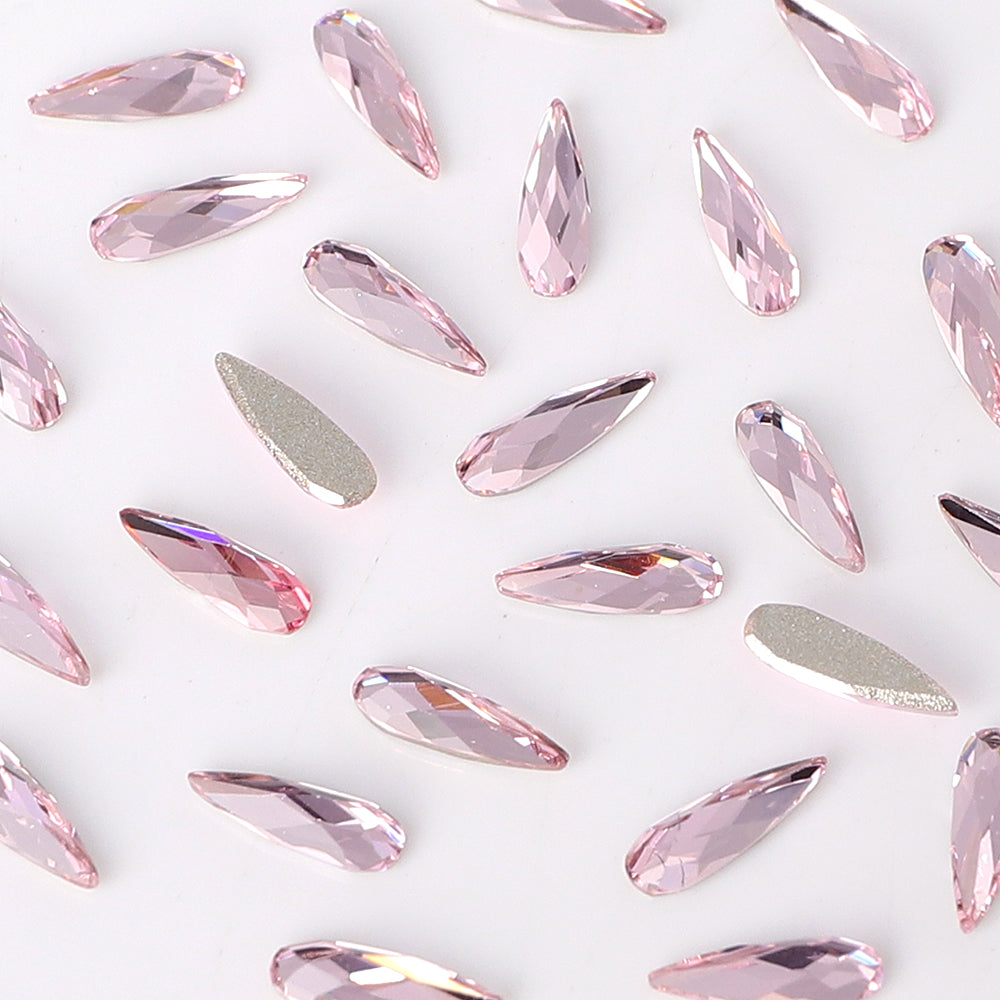 Raindrop Shape Multi Colors Small Size Glass Beveled Flat Back Fancy Rhinestones For Nail Art