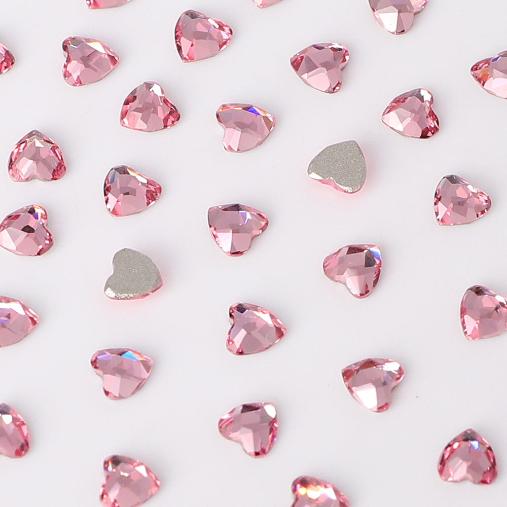 Heart Shape Multi Colors Small Size Glass Beveled Flat Back Fancy Rhinestones For Nail Art