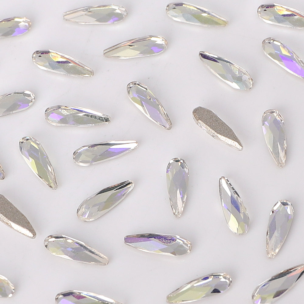 Raindrop Shape Multi Colors Small Size Glass Beveled Flat Back Fancy Rhinestones For Nail Art