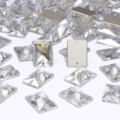 Silver Shade Rectangle Shape High Quality Glass Sew-on Rhinestones