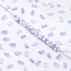 RNB008 Rainbow Effect Peanut Beads Shape Glass Seed Beads