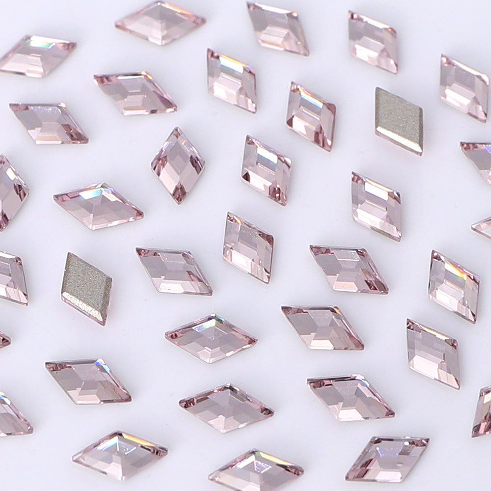 Rhombus Shape Multi Colors Small Size Glass Beveled Flat Back Fancy Rhinestones For Nail Art