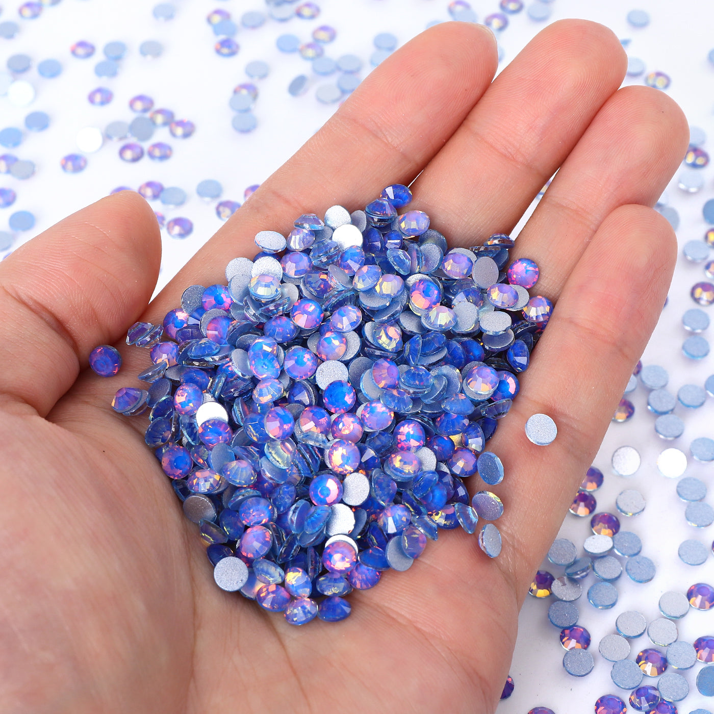 Flashing Sapphire Glass FlatBack Rhinestones Silver Back WholesaleRhinestone