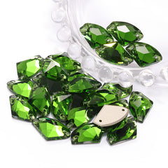 Fern Green Galactic Shape High Quality Glass Sew-on Rhinestones