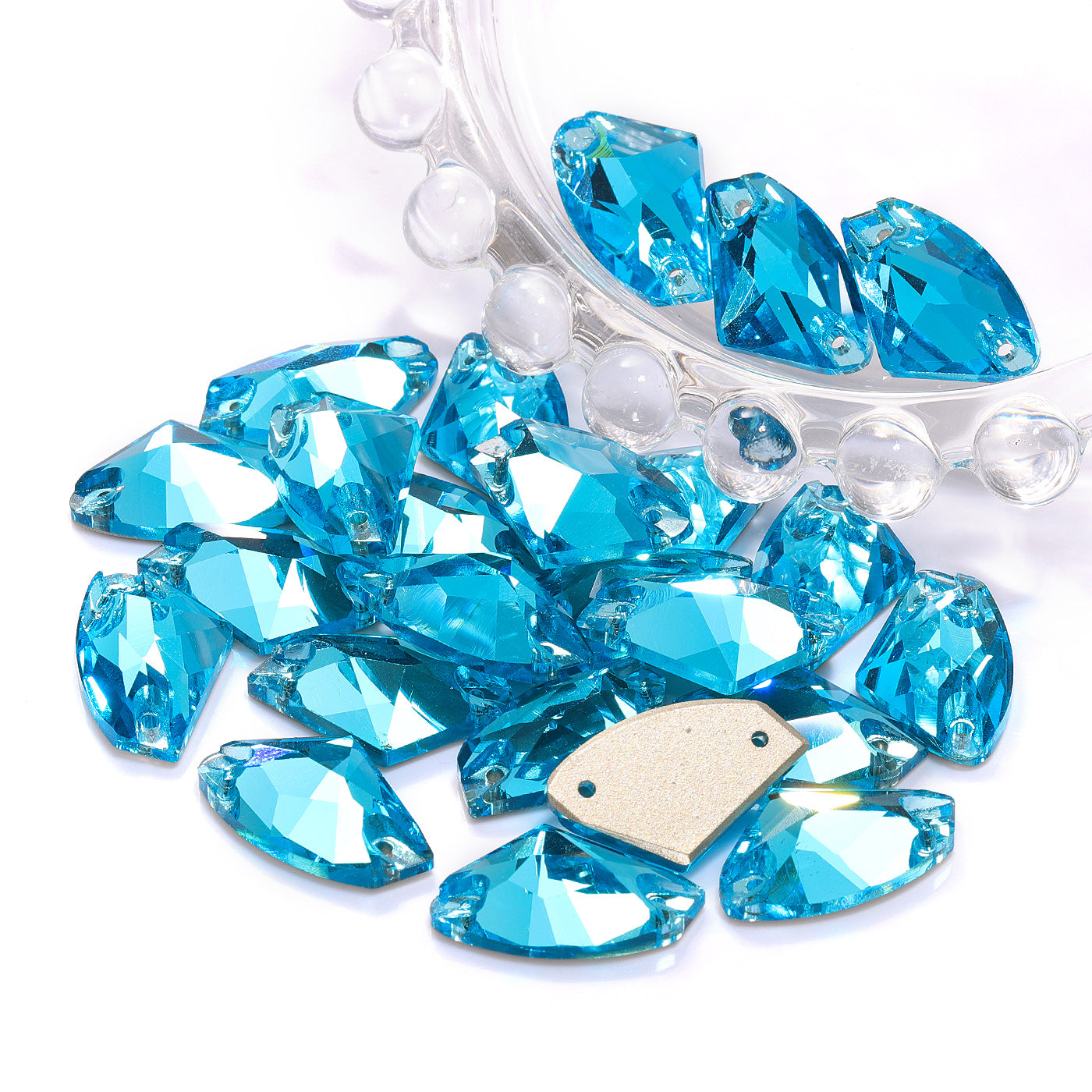 Aquamarine Galactic Shape High Quality Glass Sew-On Rhinestones