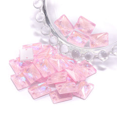 Electric Neon Light Rose Rectangle Shape High Quality Glass Sew-on Rhinestones