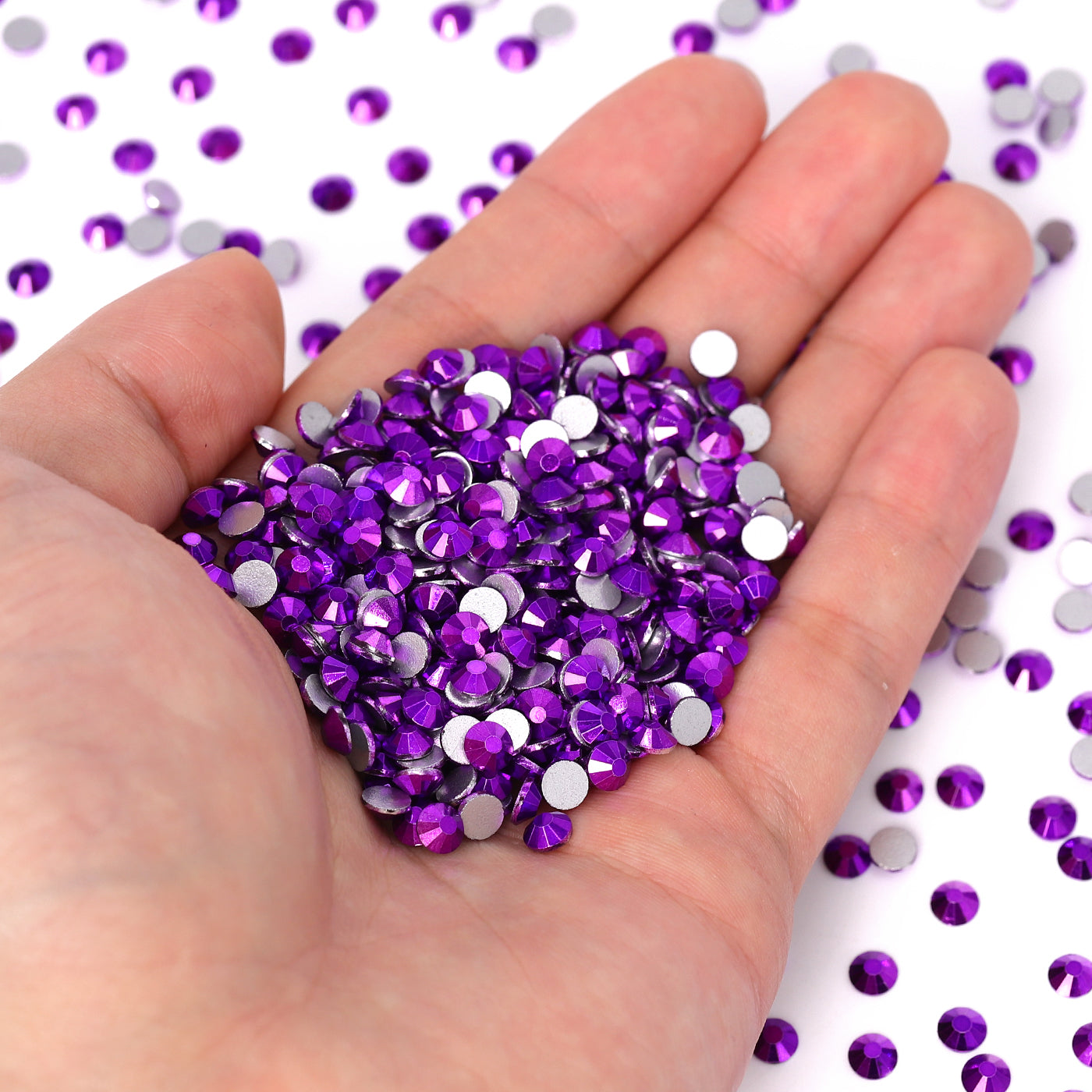 Metallic Violet Glass FlatBack Rhinestones Silver Back WholesaleRhinestone