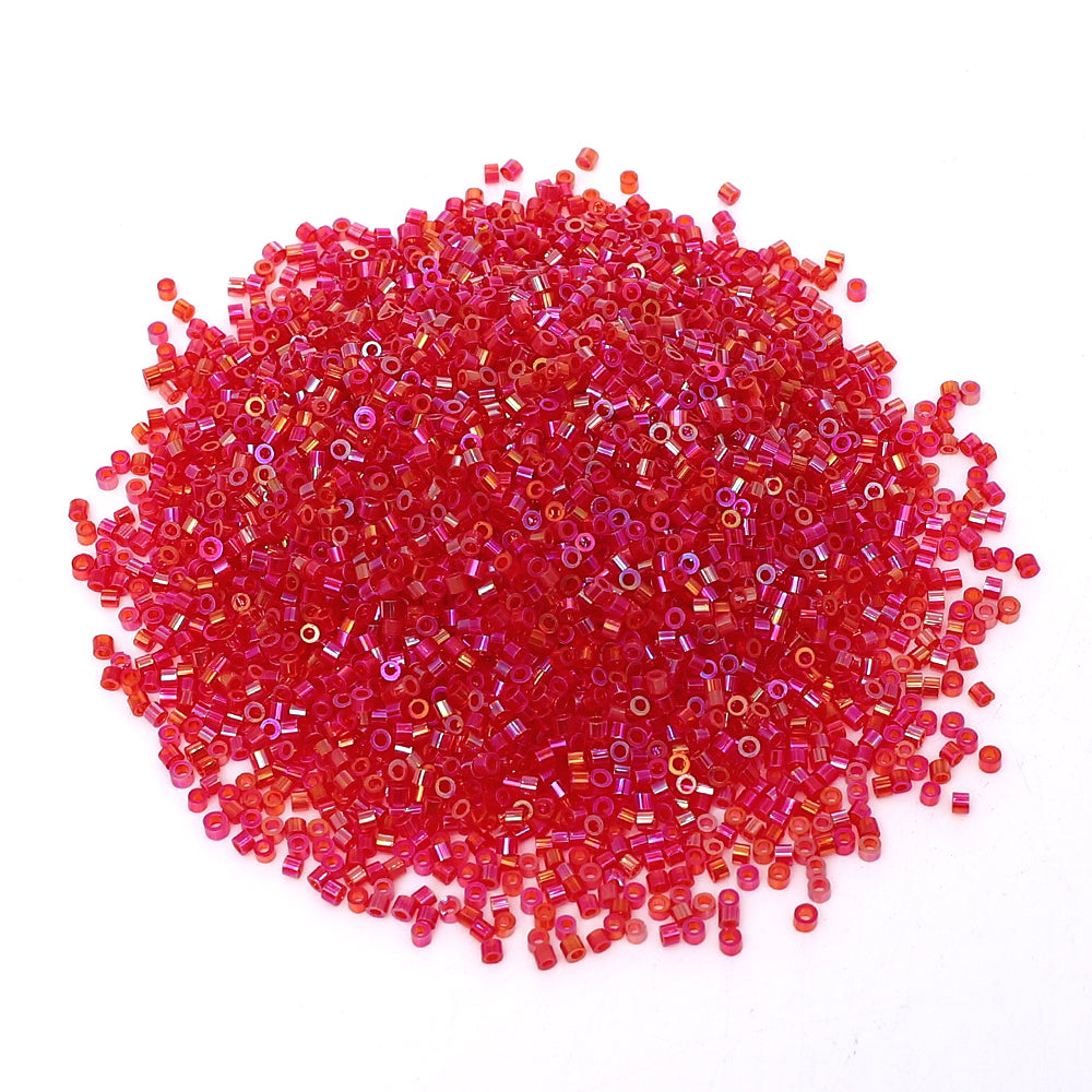 Transparent Rainbow Light Red Color Hight Quality Glass Cylinder Seed Beads 1.6 MM Size BS1018