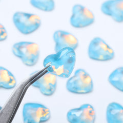 Aquamarine AM Heart Shape High Quality Glass Sew-on Rhinestones WholesaleRhinestone