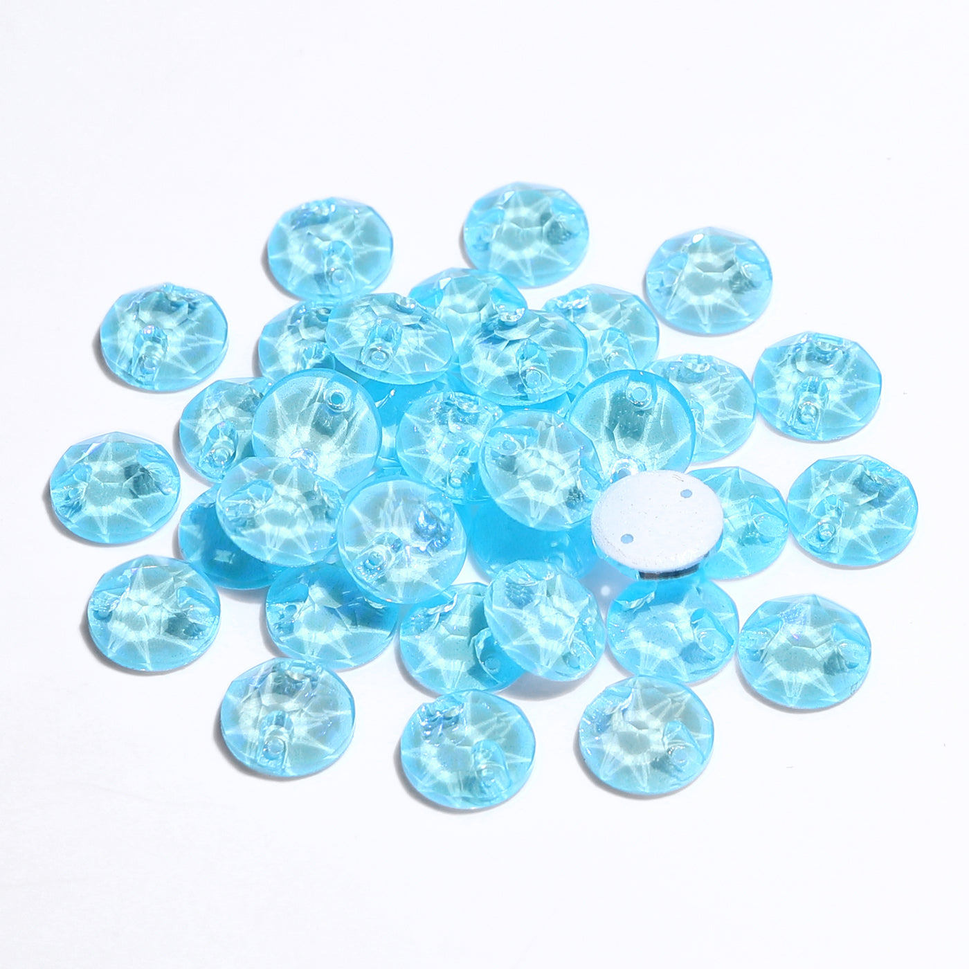 Electric Neon Aquamarine XIRIUS Round Shape High Quality Glass Sew-on Rhinestones