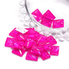 Electric Neon Fuchsia Rectangle Shape High Quality Glass Sew-on Rhinestones
