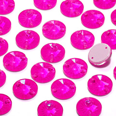 Electric Neon Fuchsia Rivoli Shape High Quality Glass Sew-on Rhinestones