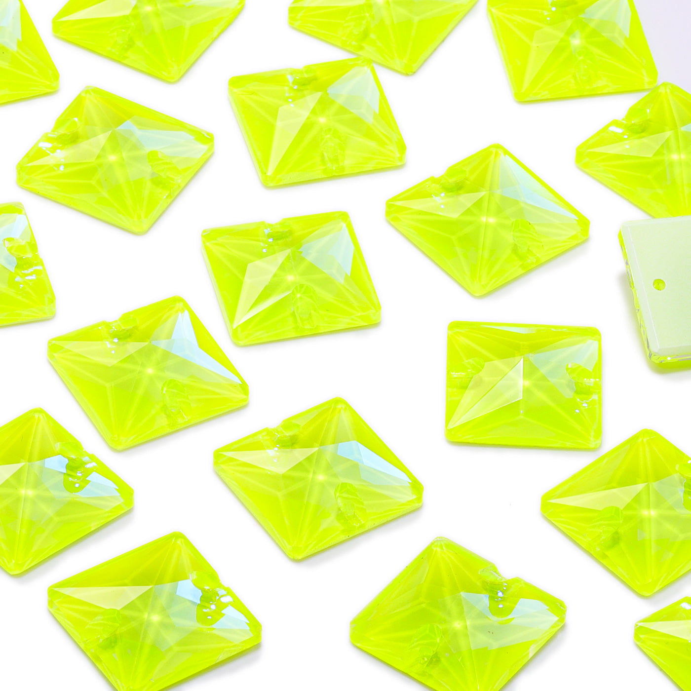 Electric Neon Jonquil Square Shape High Quality Glass Sew-on Rhinestones