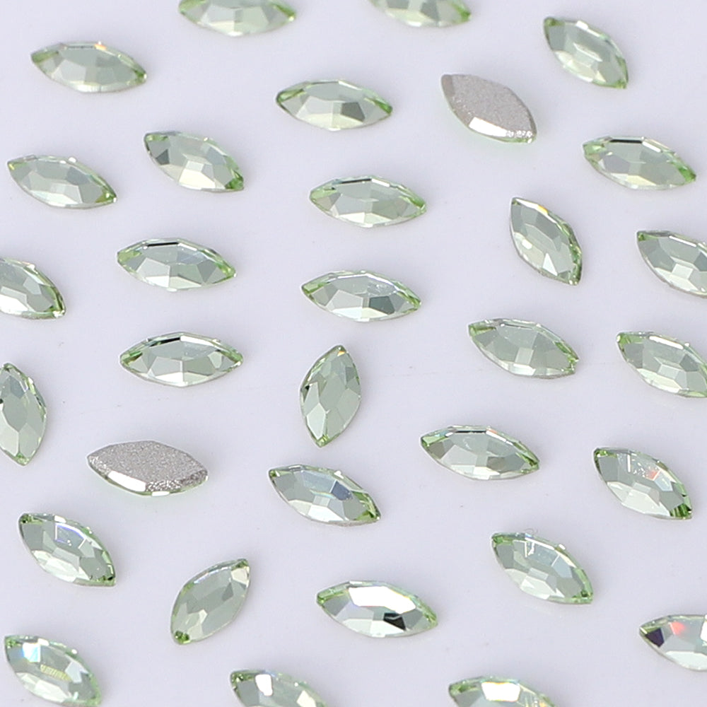 Navette Shape Multi Colors Small Size Glass Beveled Flat Back Fancy Rhinestones For Nail Art