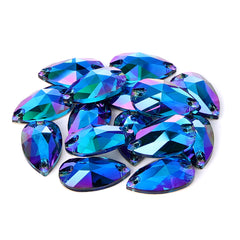 Indicolite Shimmer Drop Shape High Quality Glass Sew-on Rhinestones