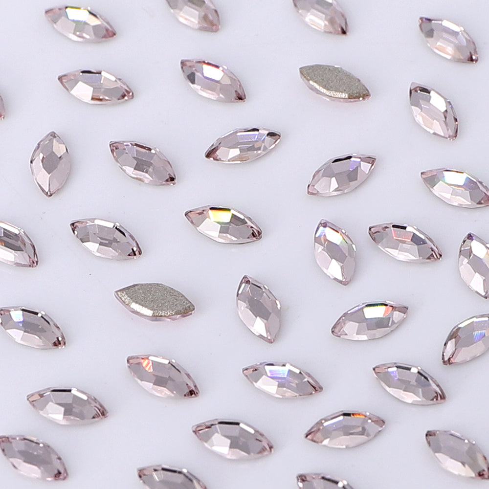 Navette Shape Multi Colors Small Size Glass Beveled Flat Back Fancy Rhinestones For Nail Art