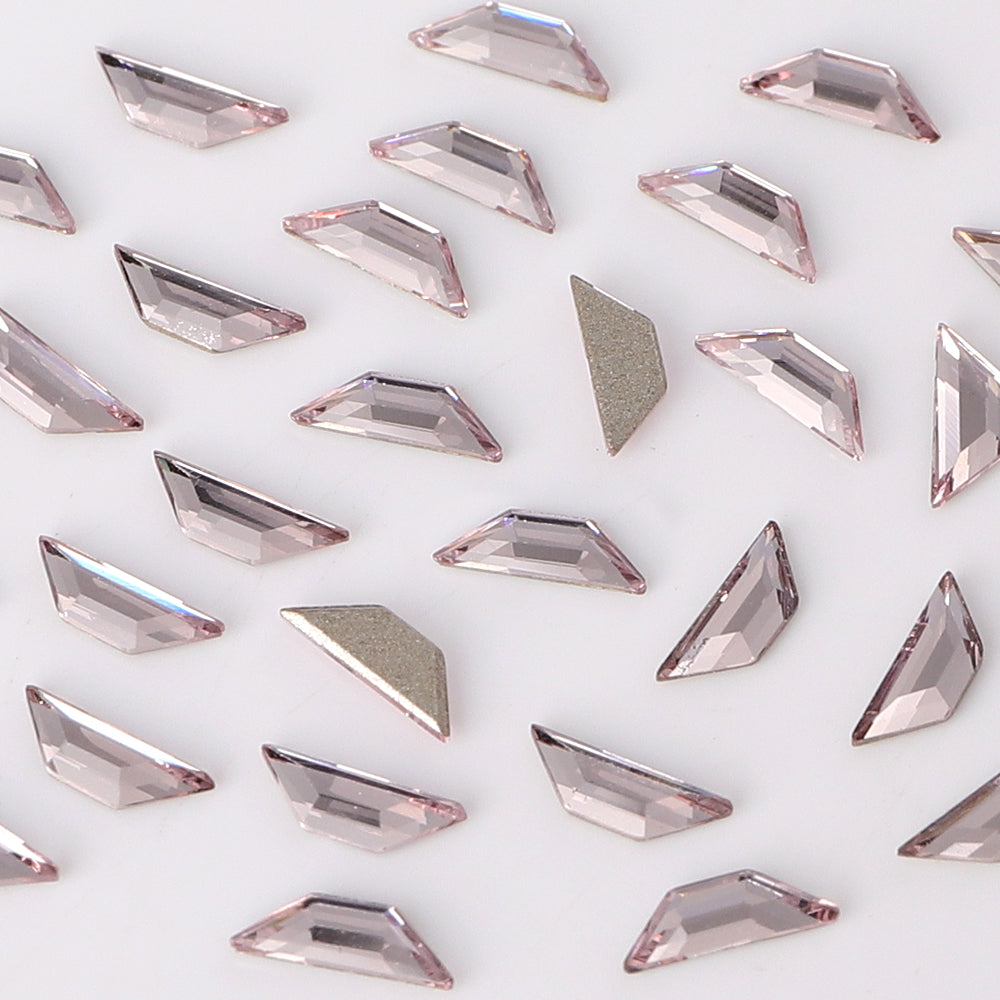 Trapeze Shape Multi Colors Small Size Glass Beveled Flat Back Fancy Rhinestones For Nail Art