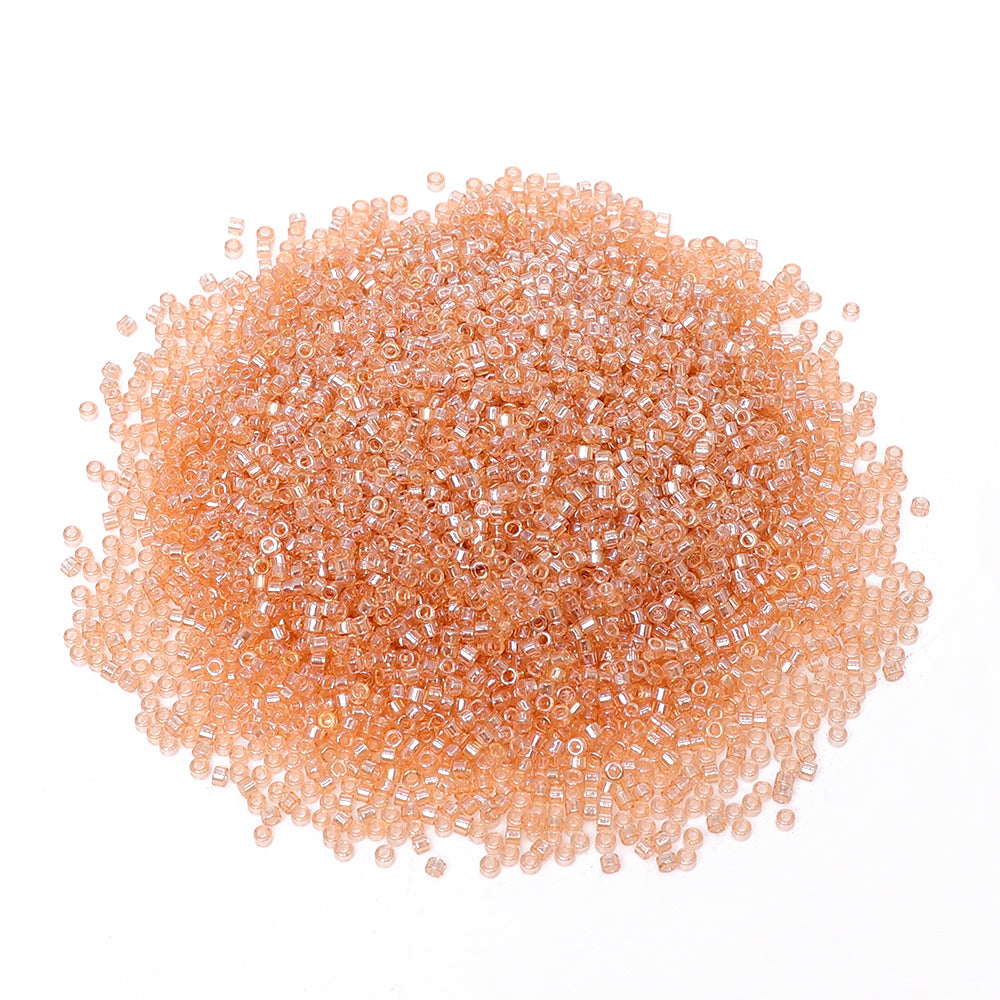 Transparent Luster Apricot Color Hight Quality Glass Cylinder Seed Beads 1.6 MM Size BS1026