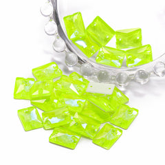 Electric Neon Jonquil Rectangle Shape High Quality Glass Sew-on Rhinestones