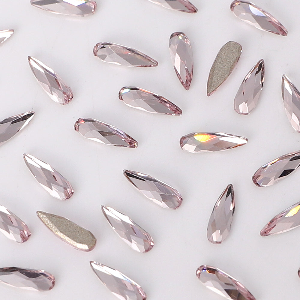 Raindrop Shape Multi Colors Small Size Glass Beveled Flat Back Fancy Rhinestones For Nail Art